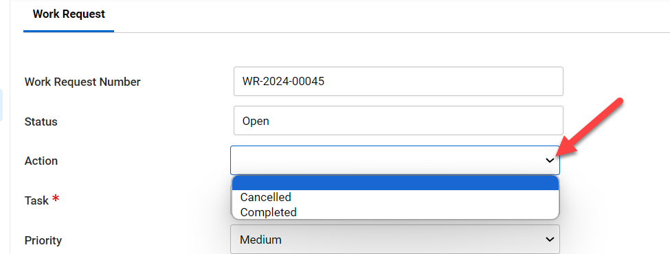 Work Request Action