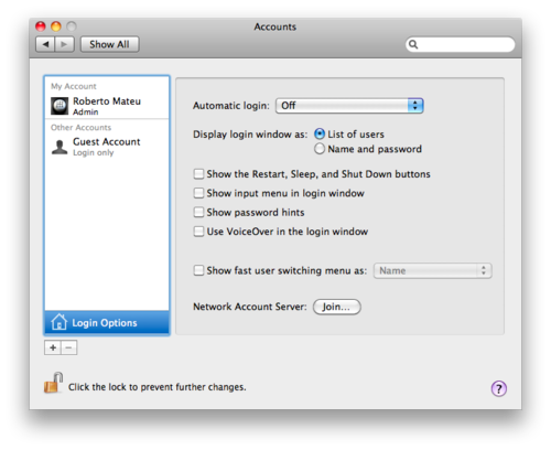 System Preferences Accounts