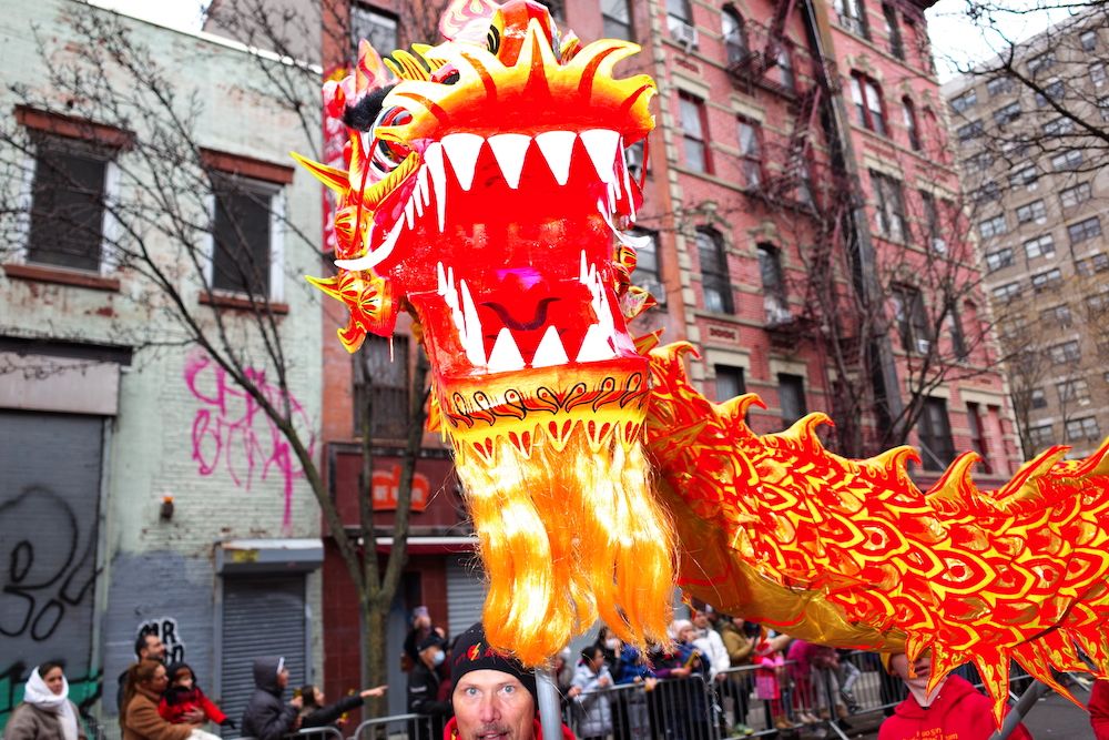 dragon dancers lunar new year parade chinatown ny 2-12-2023