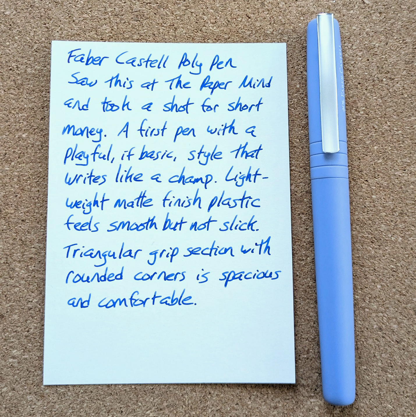 Faber Castell Poly Pen, B nib, with Faber Castell Royal Blue