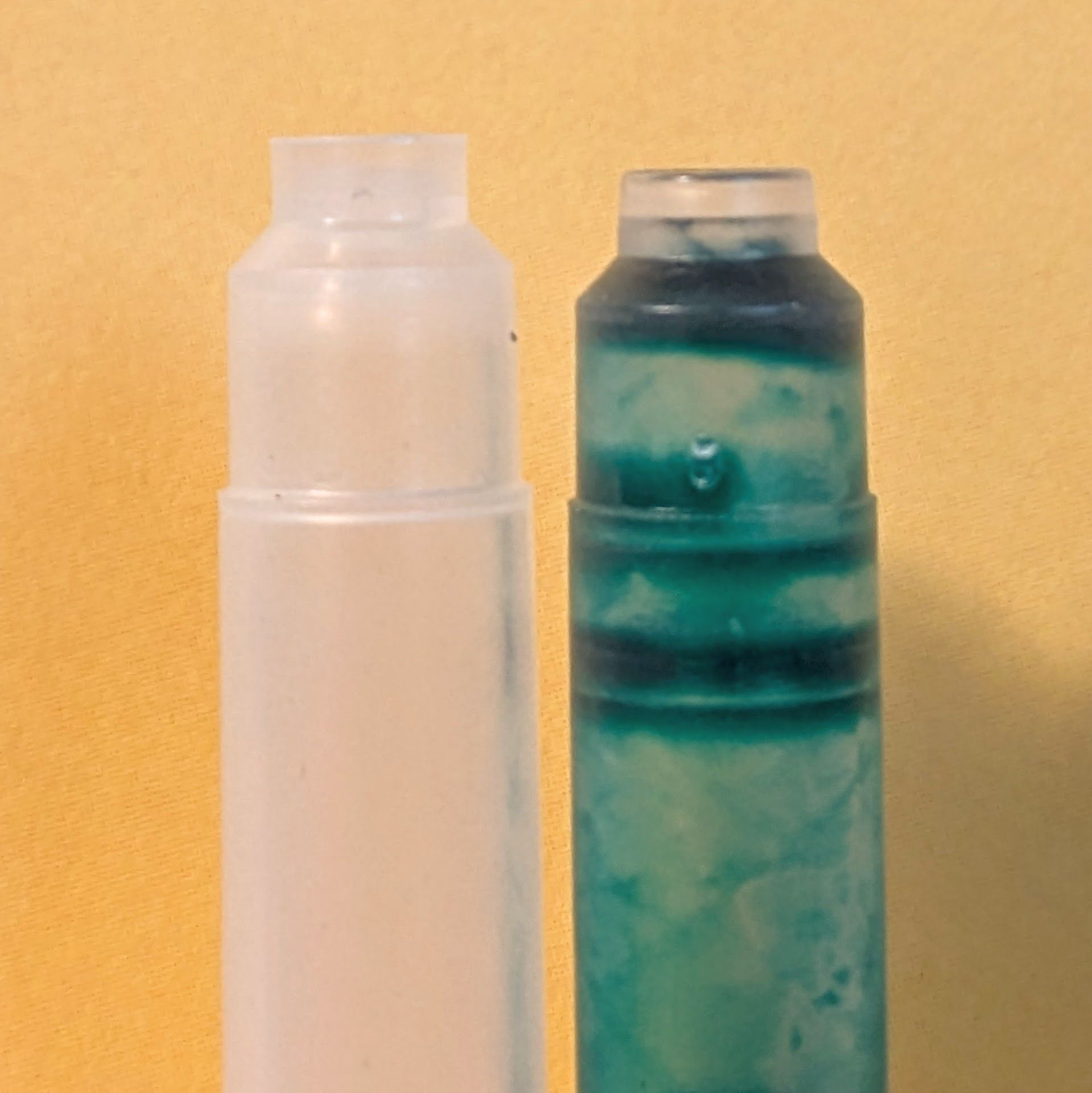 Standard short international (left) and short Waterman cartridges