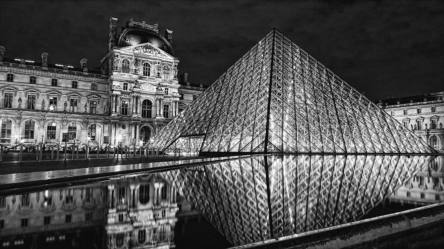 I. M. Pei’s controversial pyramid in the courtyard of the Louvre, Paris
