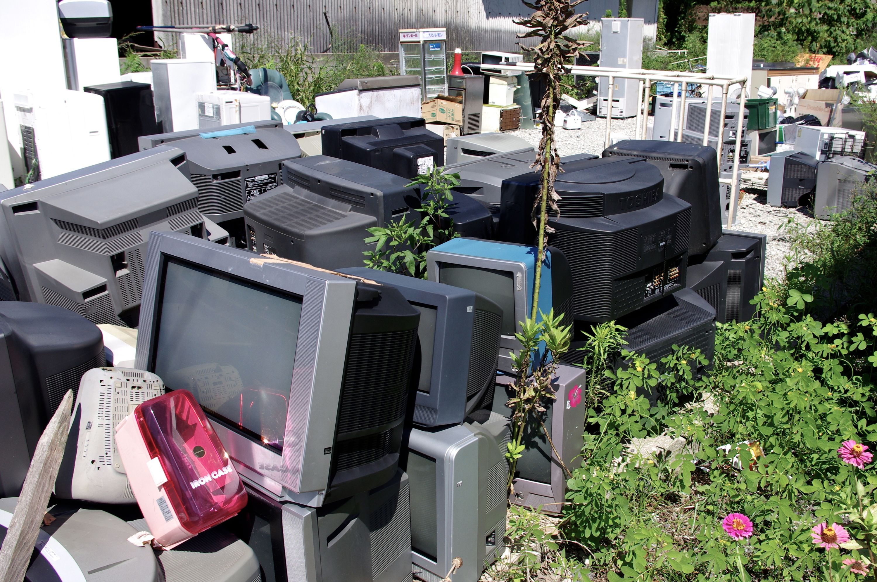 Discarded analog televisions