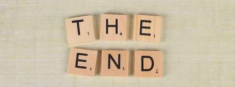 Wooden blocks spelling the end