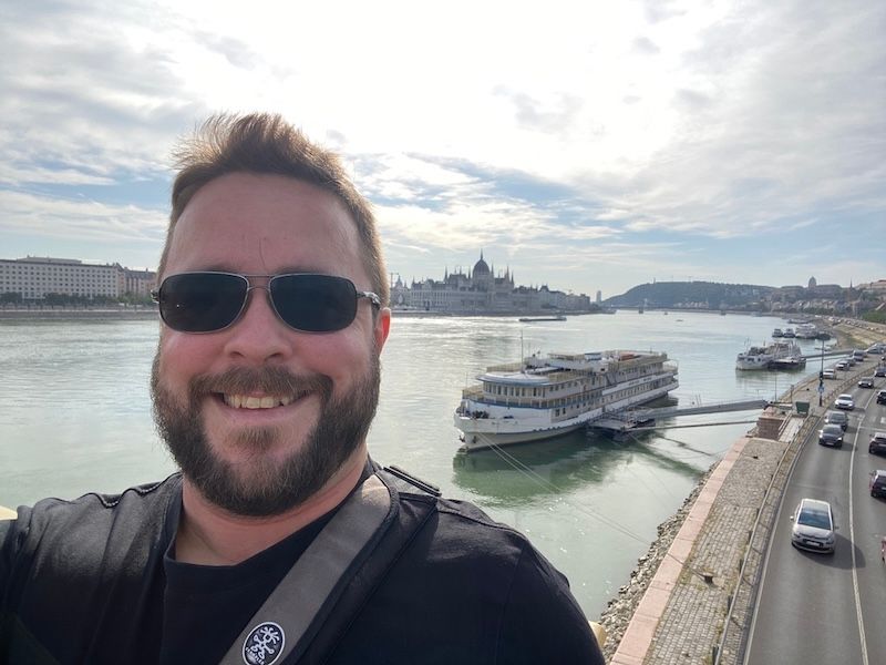 Me standing in front of the Danube in Budapest