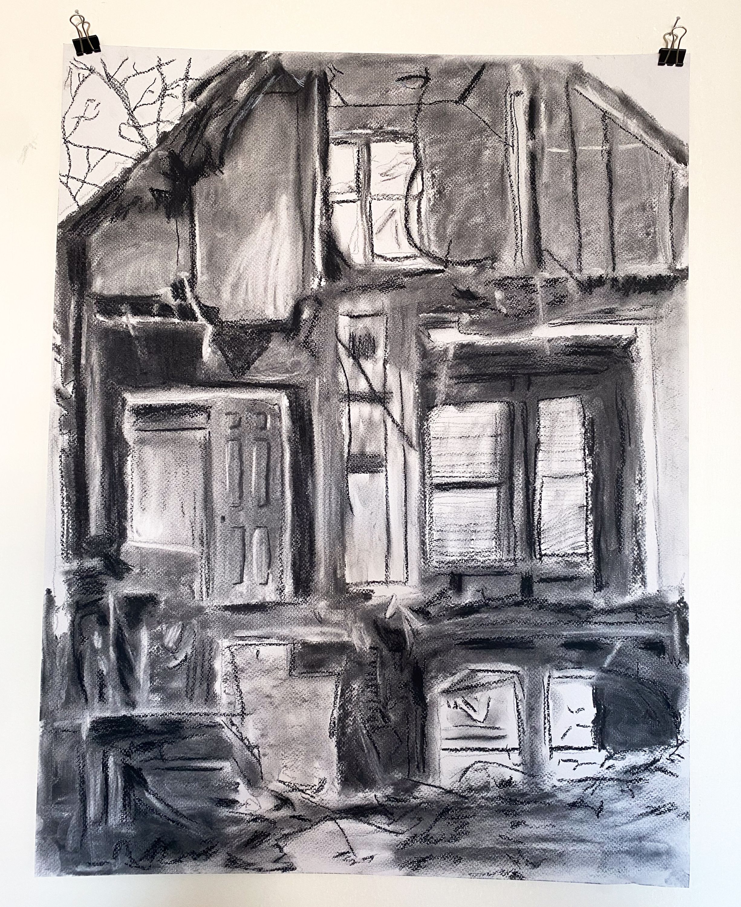 An Interior Expanding (Incomplete Ritual 4) charcoal and graphite on paper, 19” x 26”, 2025