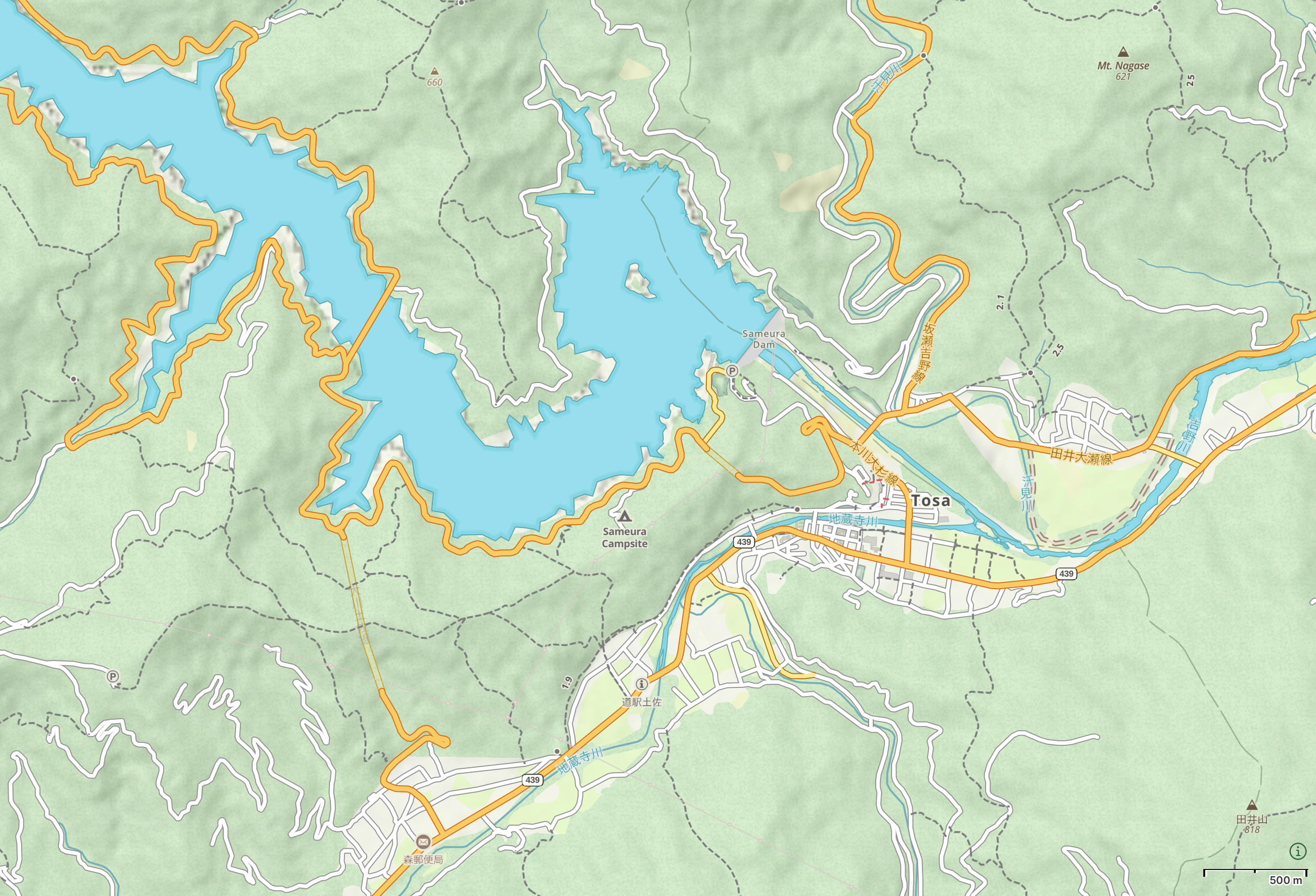 Map of central Kōchi Prefecture.