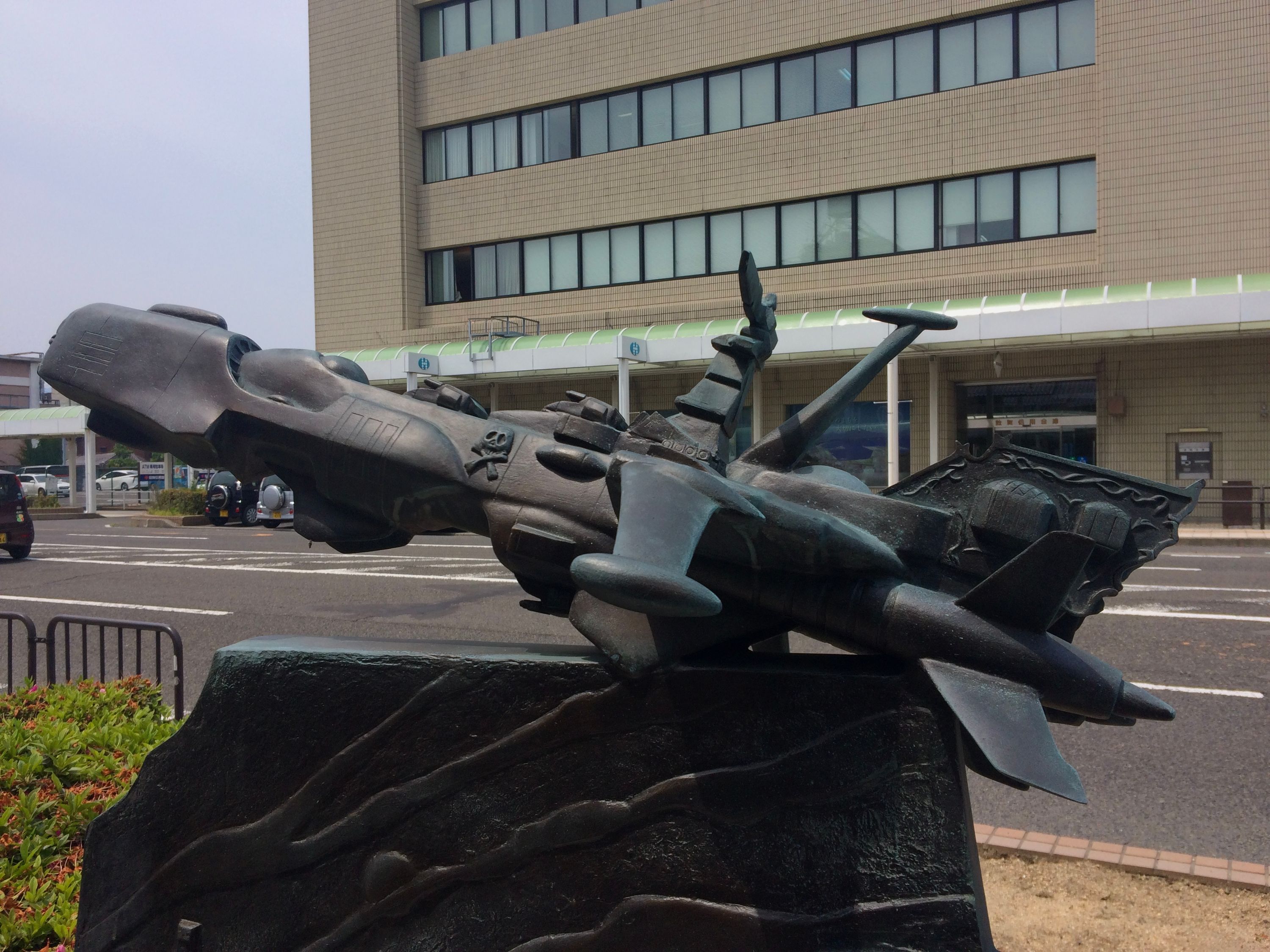 Statue of a spaceship from the anime Uchū Senkan Yamato.