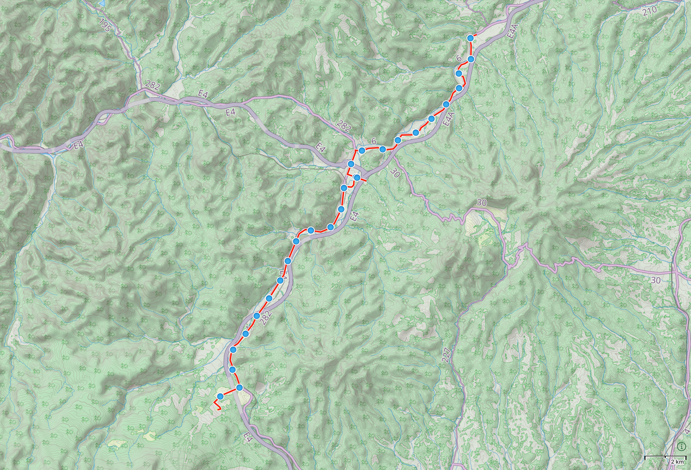 Map of Iwate prefecture with author’s route from Appi Plateau to Jōbōji highlighted.