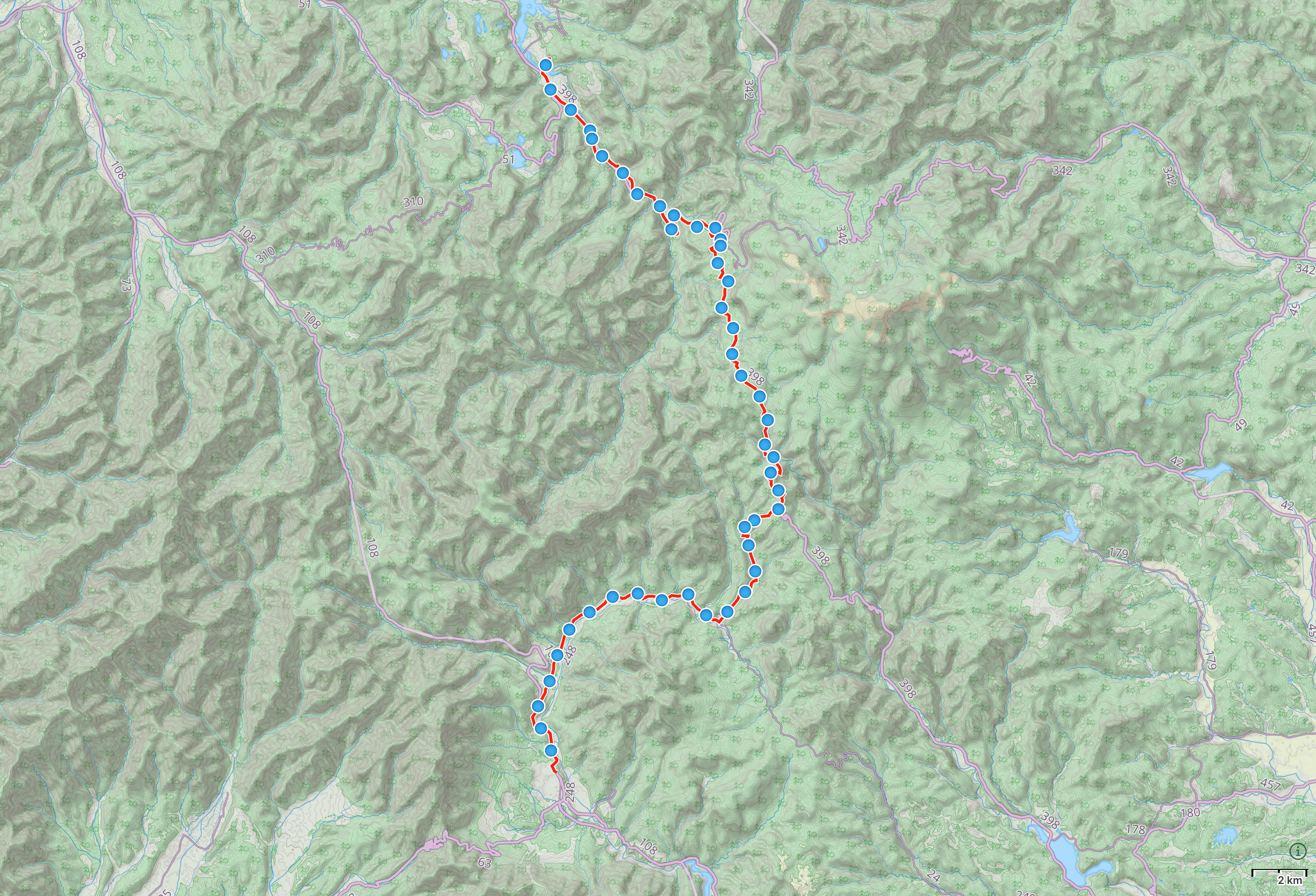 Map of Tōhoku with author’s route from Onikōbe, Miyagi to Minase, Akita highlighted.