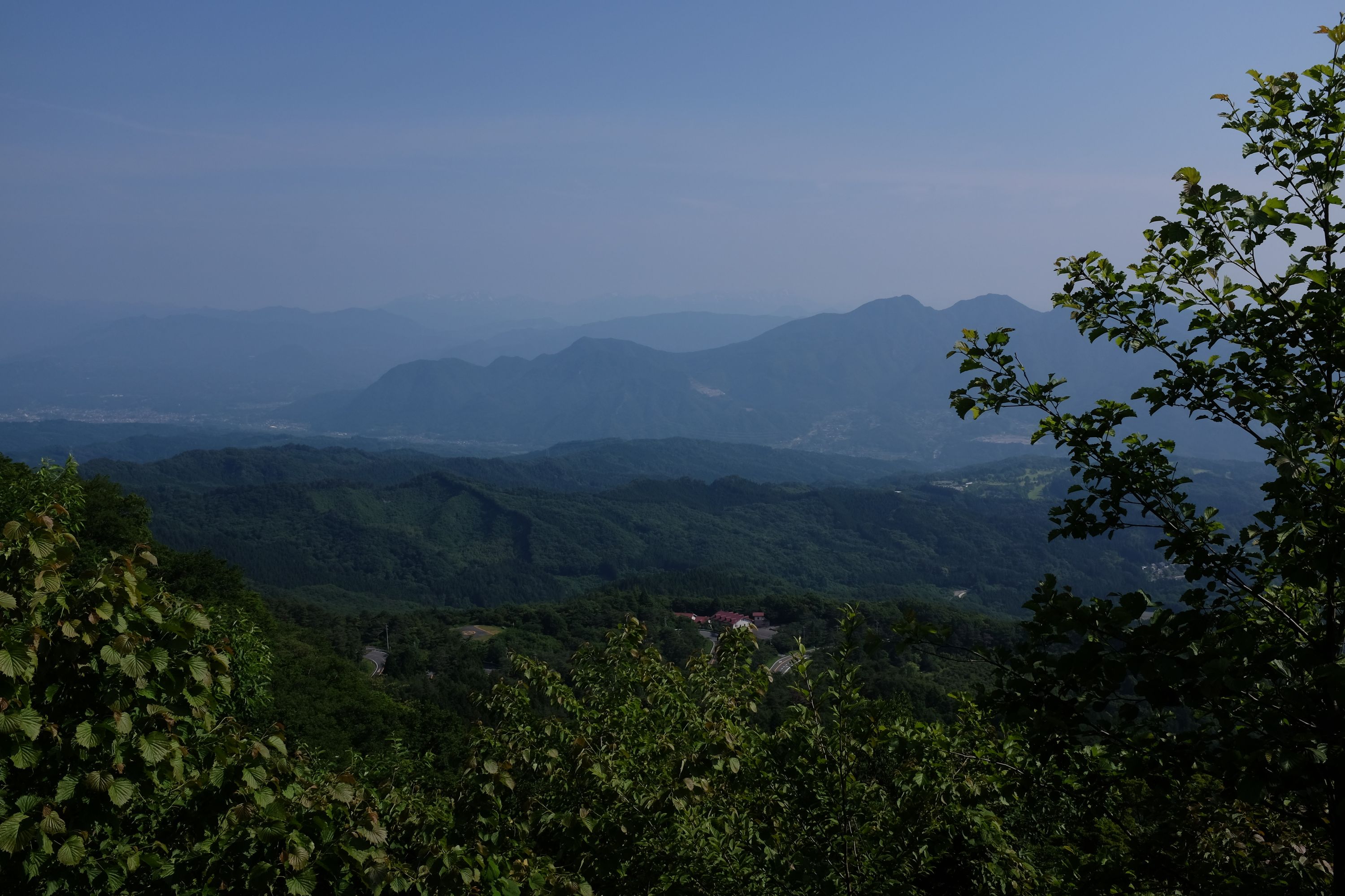 Panorama of the hill country of northern Gunma and beyond.