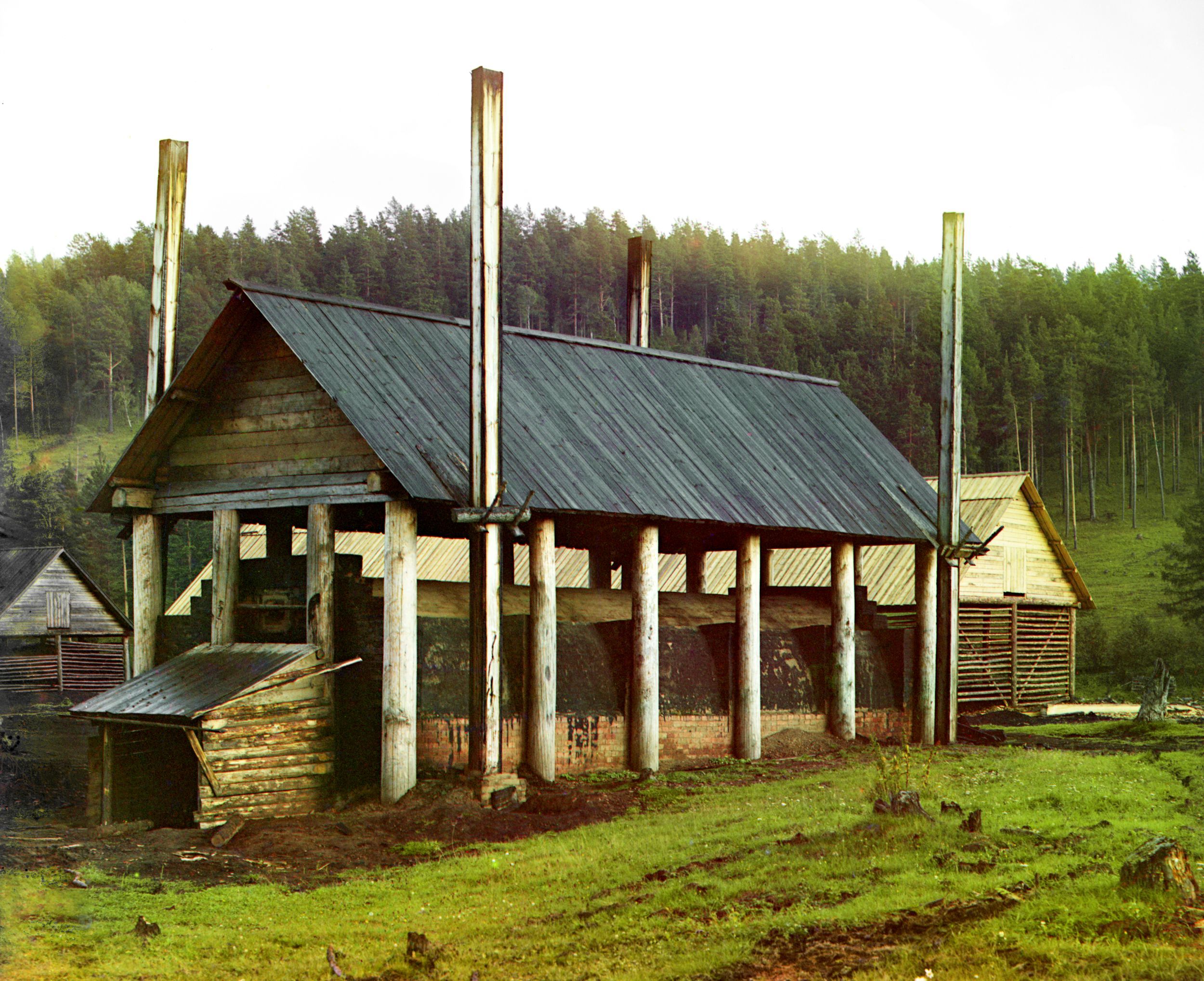 Coal-burning furnace near the Satkinskii factory