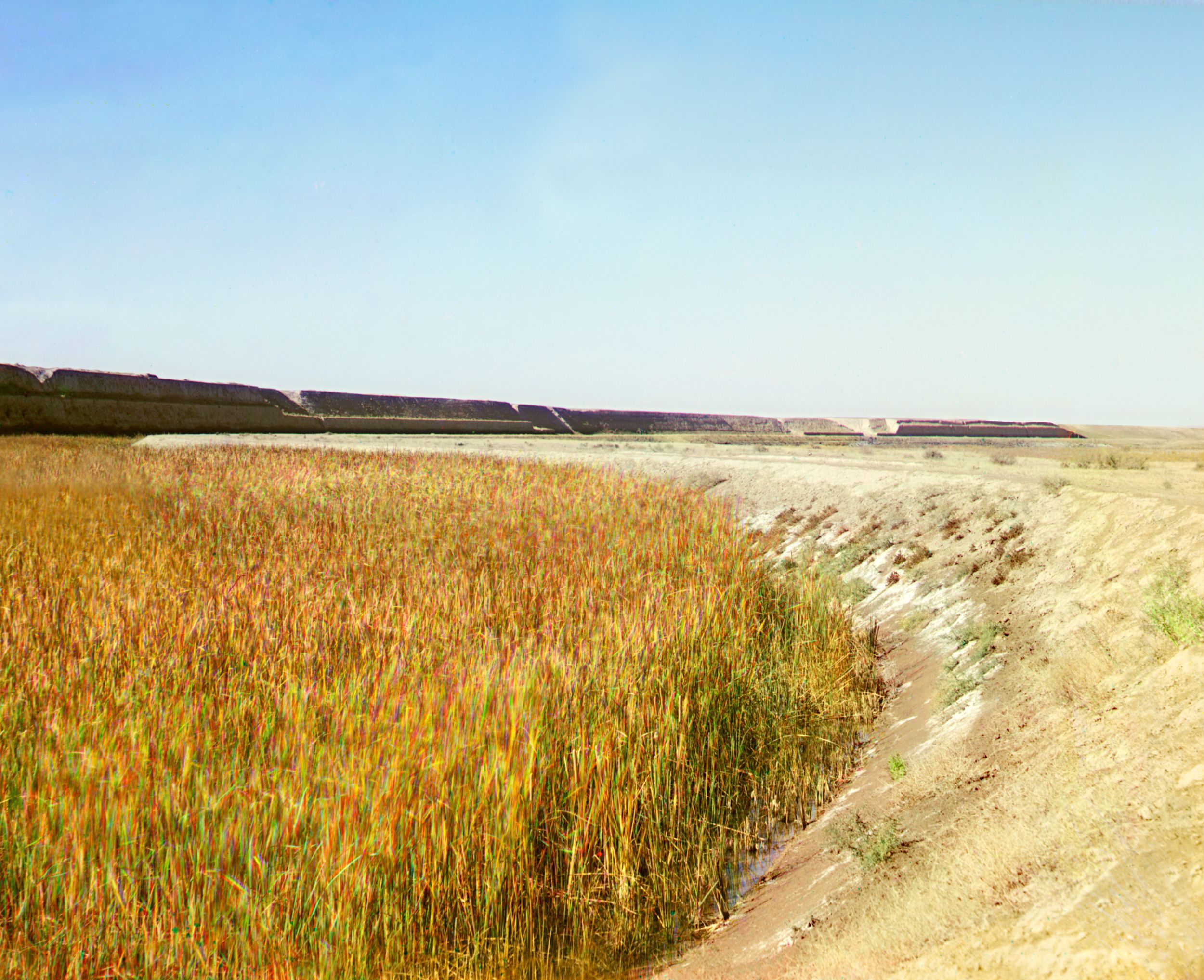 Sloping portion of Emperor Nicholas I Canal near government house. Golodnaia Steppe