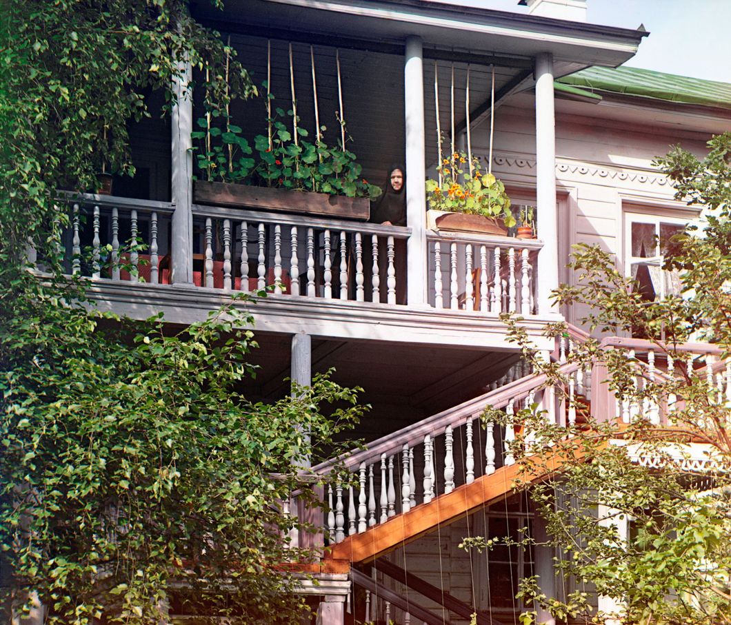 Mother Superior Taisiia on the veranda.