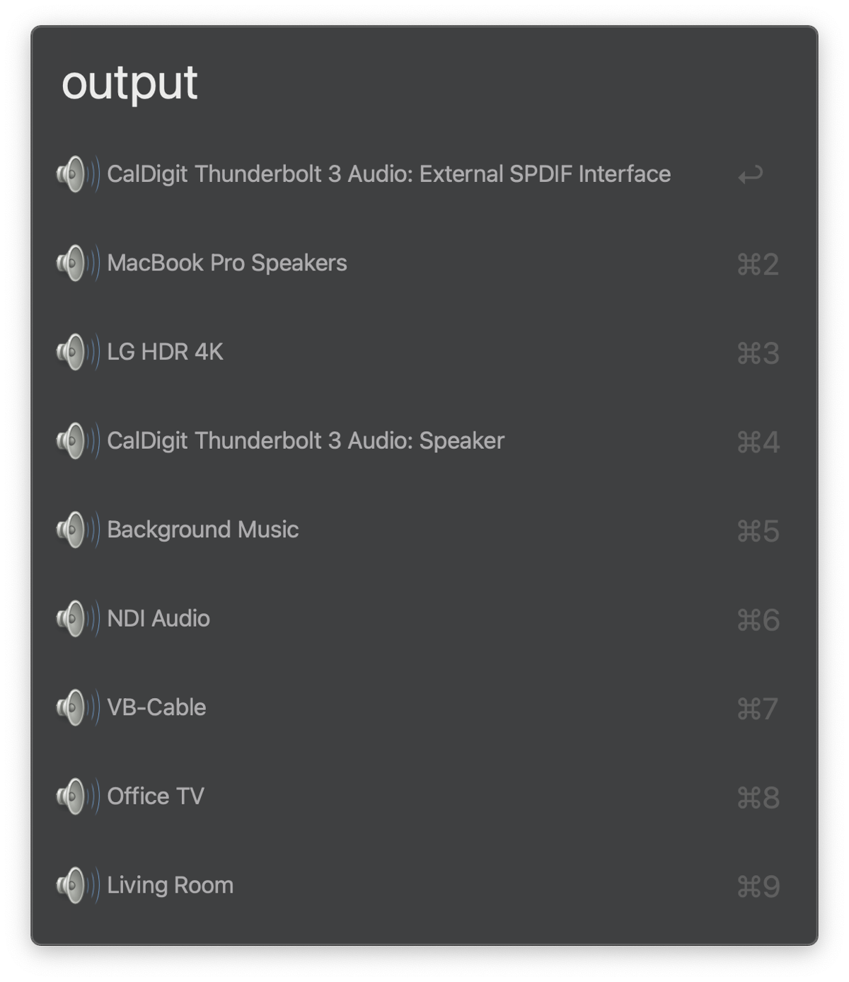 Audio output options