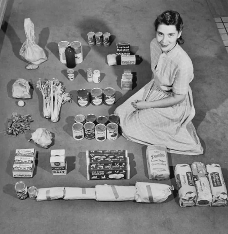 1947 Housewife With Food For a Week