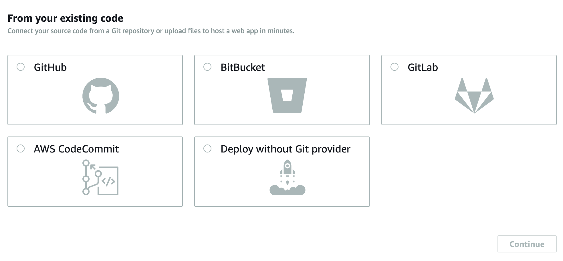 Attaching a repository in AWS Amplify