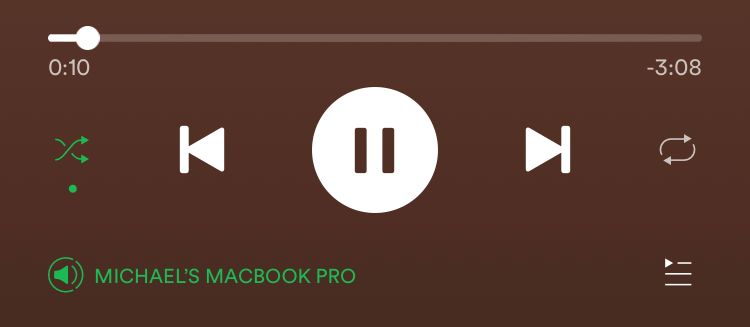 Spotify's shuffle button is a primary playback control. 