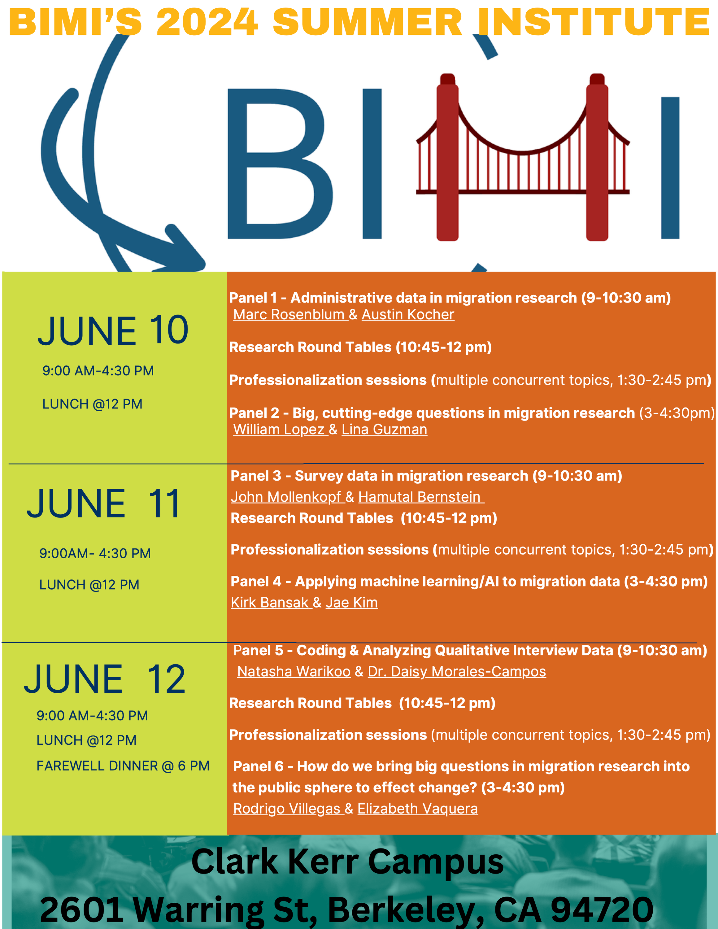 BIMI Summer Institute Speaker Line-up.