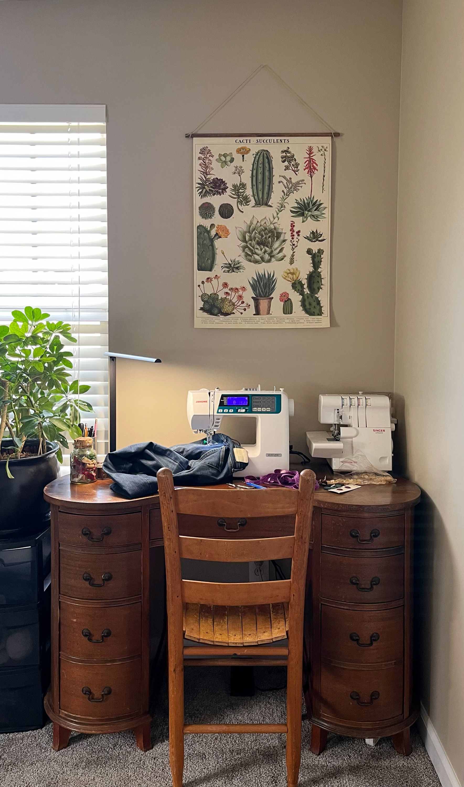 My sewing desk, mid jeans repair