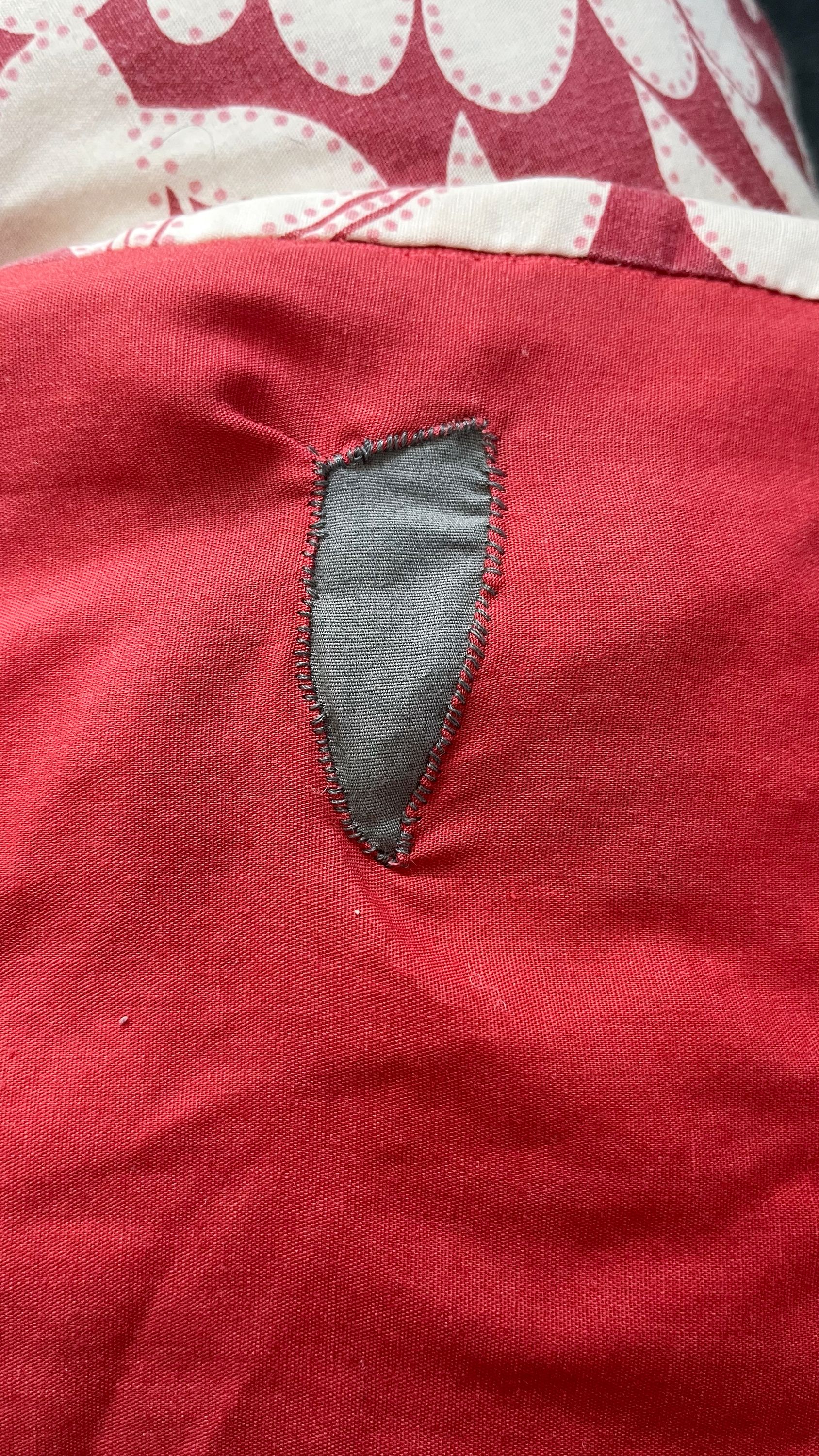 Our spare blanket, patched with a little bit of love. Hey, only our visiting dog-friends use it, it doesn’t need to match!