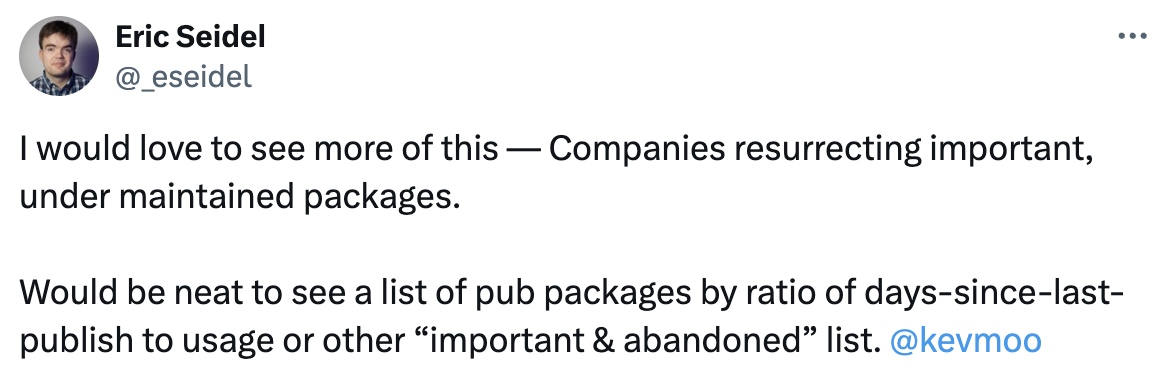 I would love to see more of this – Companies resurrecting important, under maintained packages.