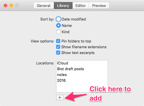 iA Writer Library Preference