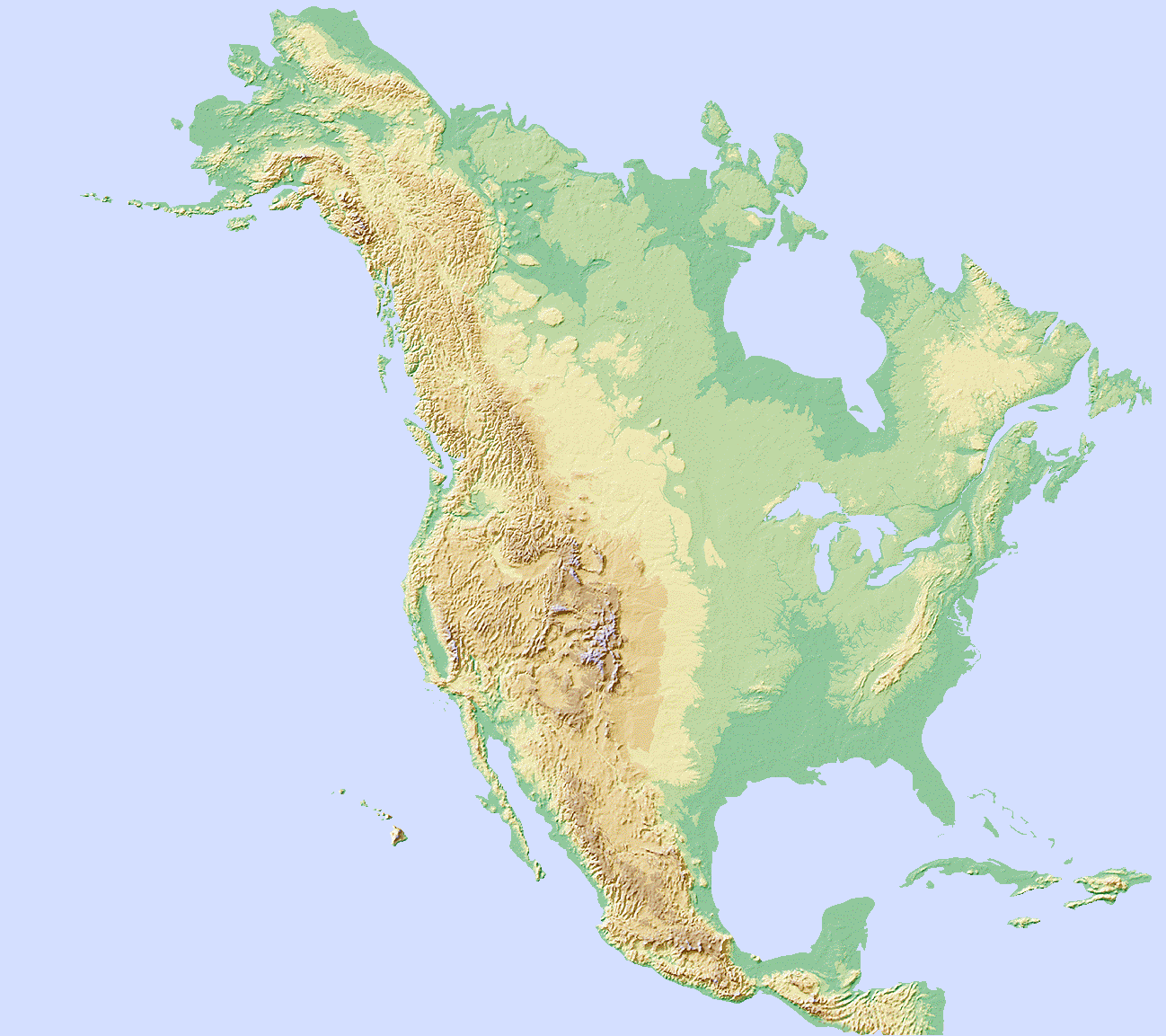 an 800 pixel shaded relief map of North America