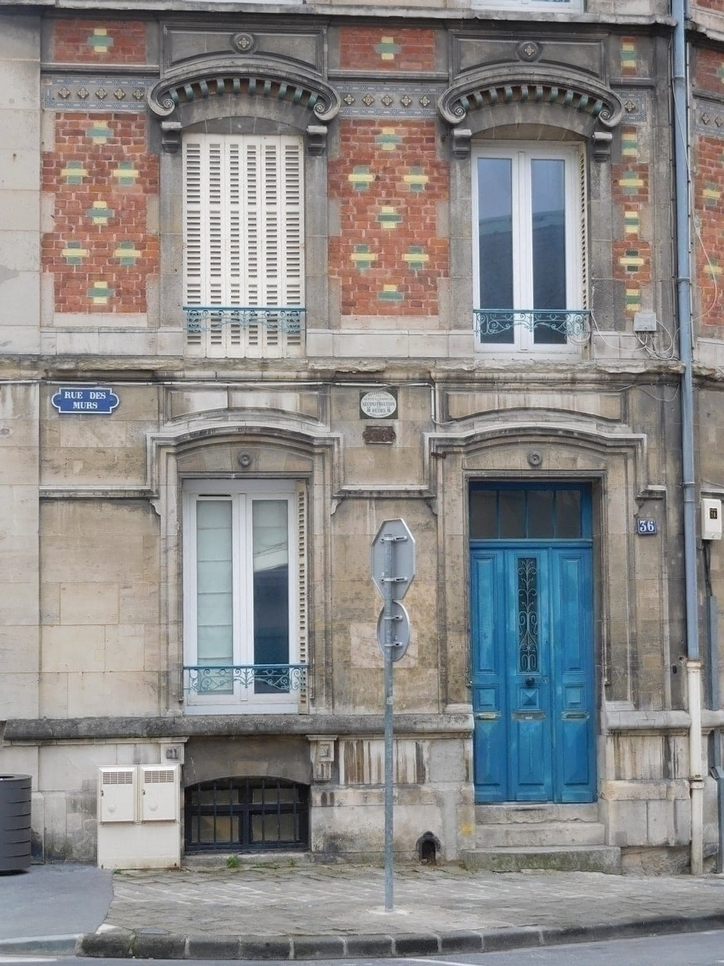Stone and brick architecture on the Rue des Murs