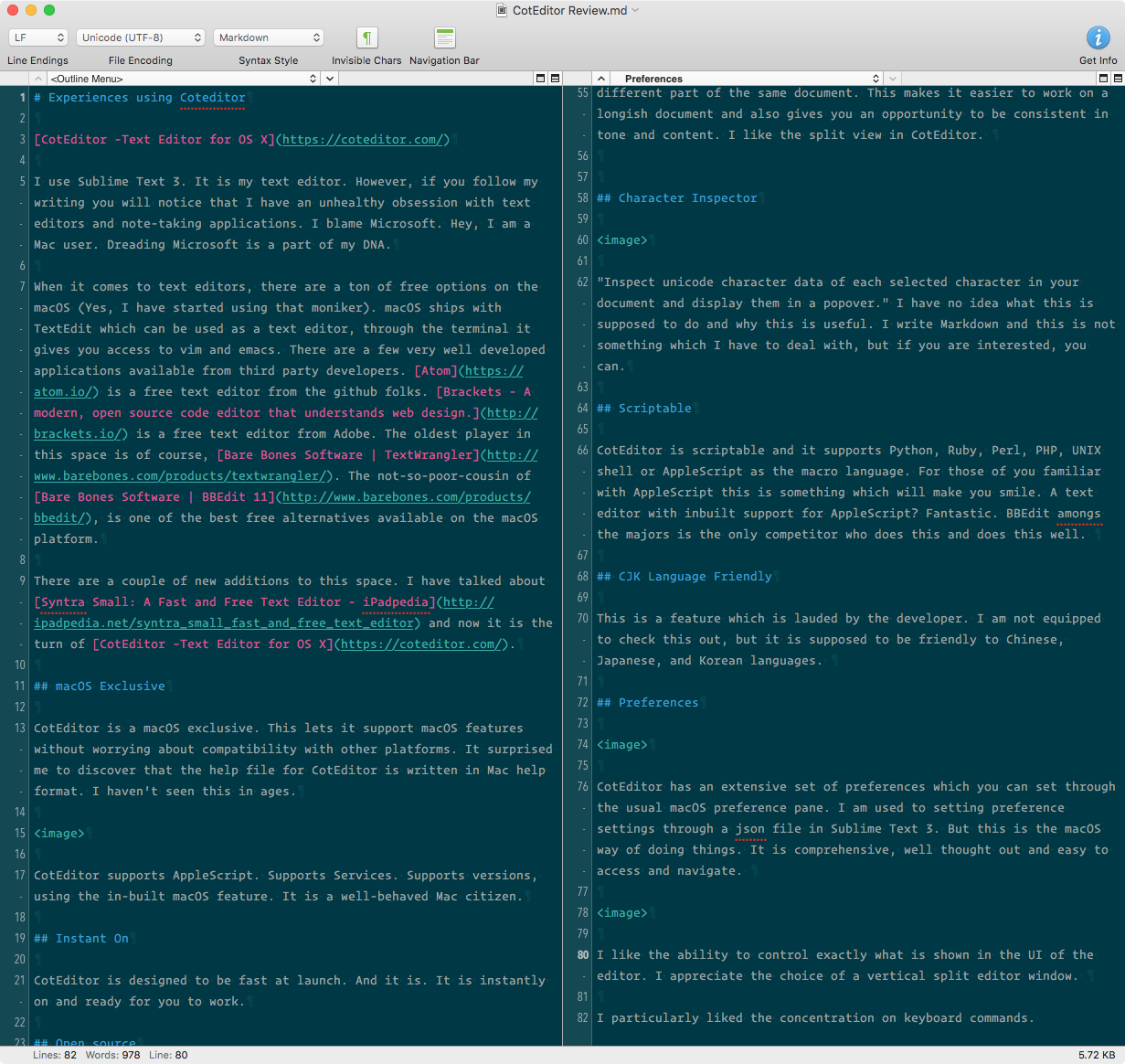 CotEditor Vertical Split