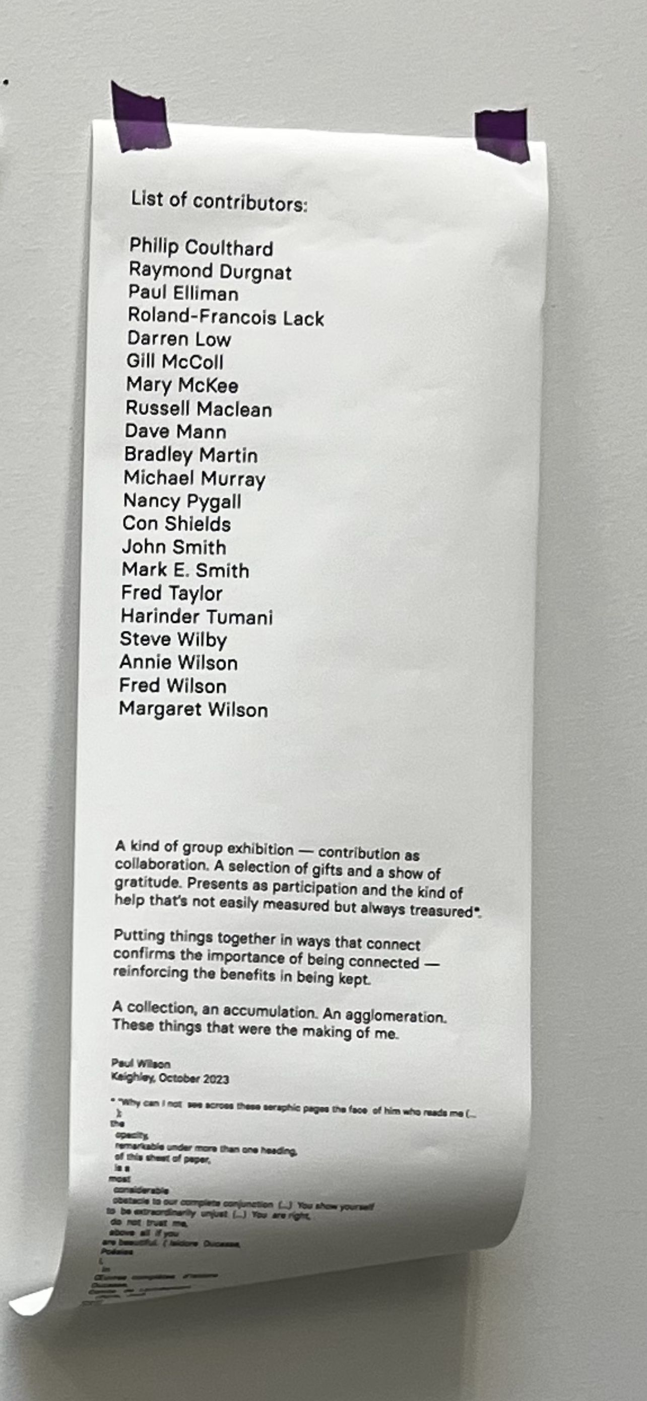 Exhibition contributors