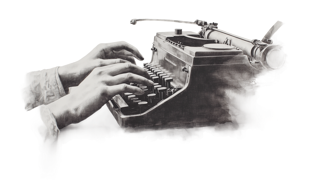 hands typing on a typewriter